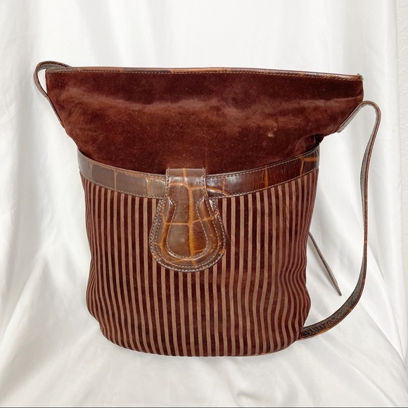 Vintage Handbags - Vintage Suede Leather Crossbody Bag